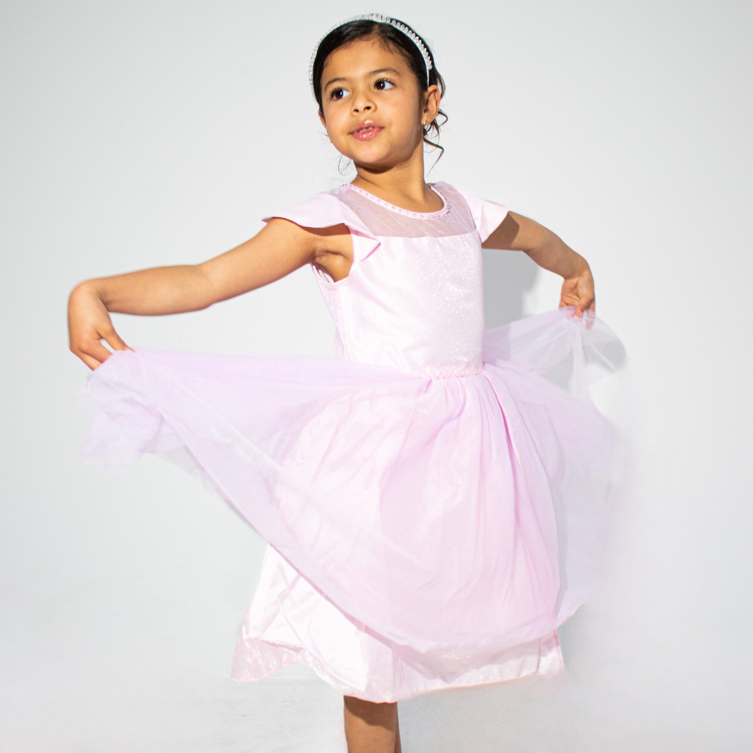 Pink Middle Dress with Tulle Skirt