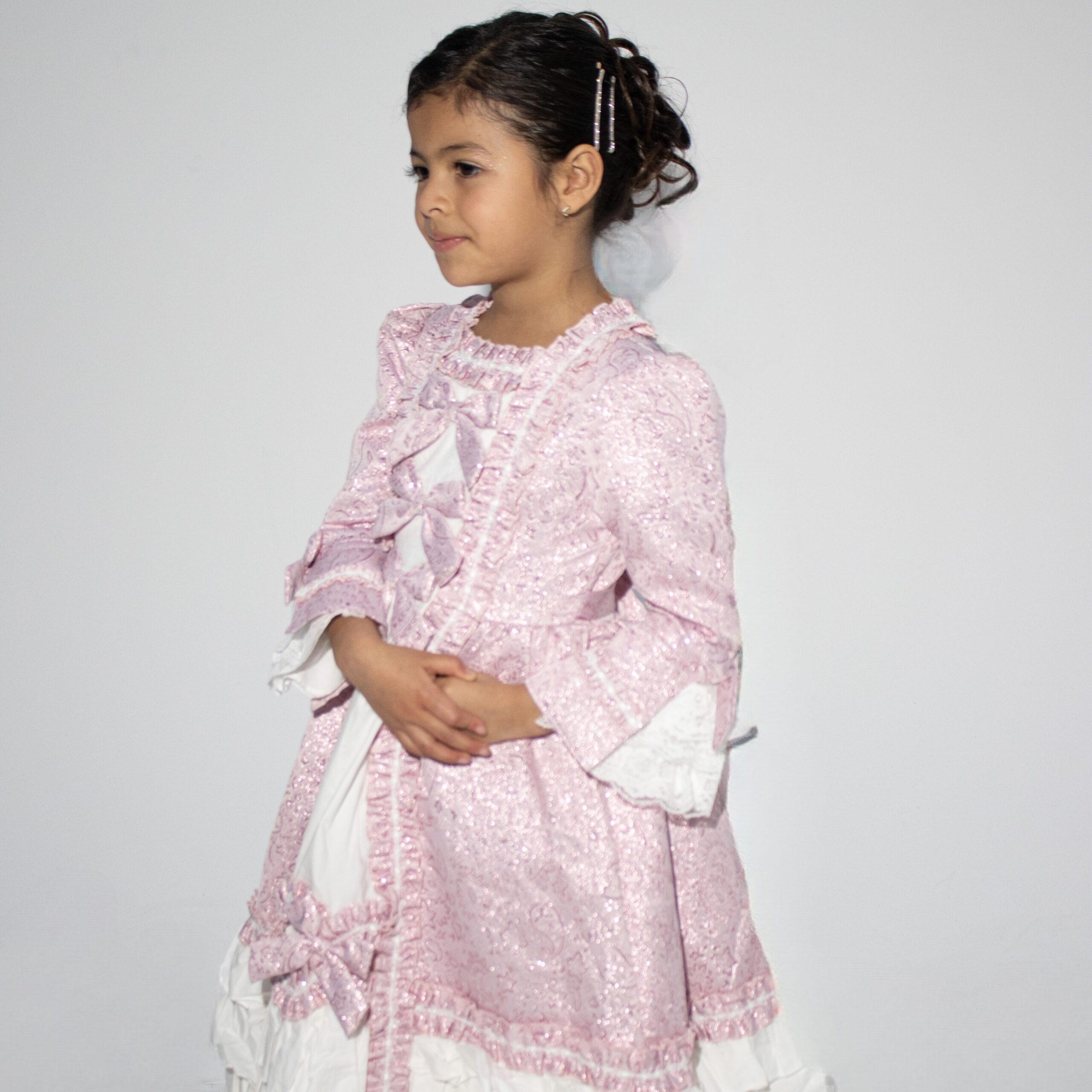 Pink Long Dress with Front Bow Ties