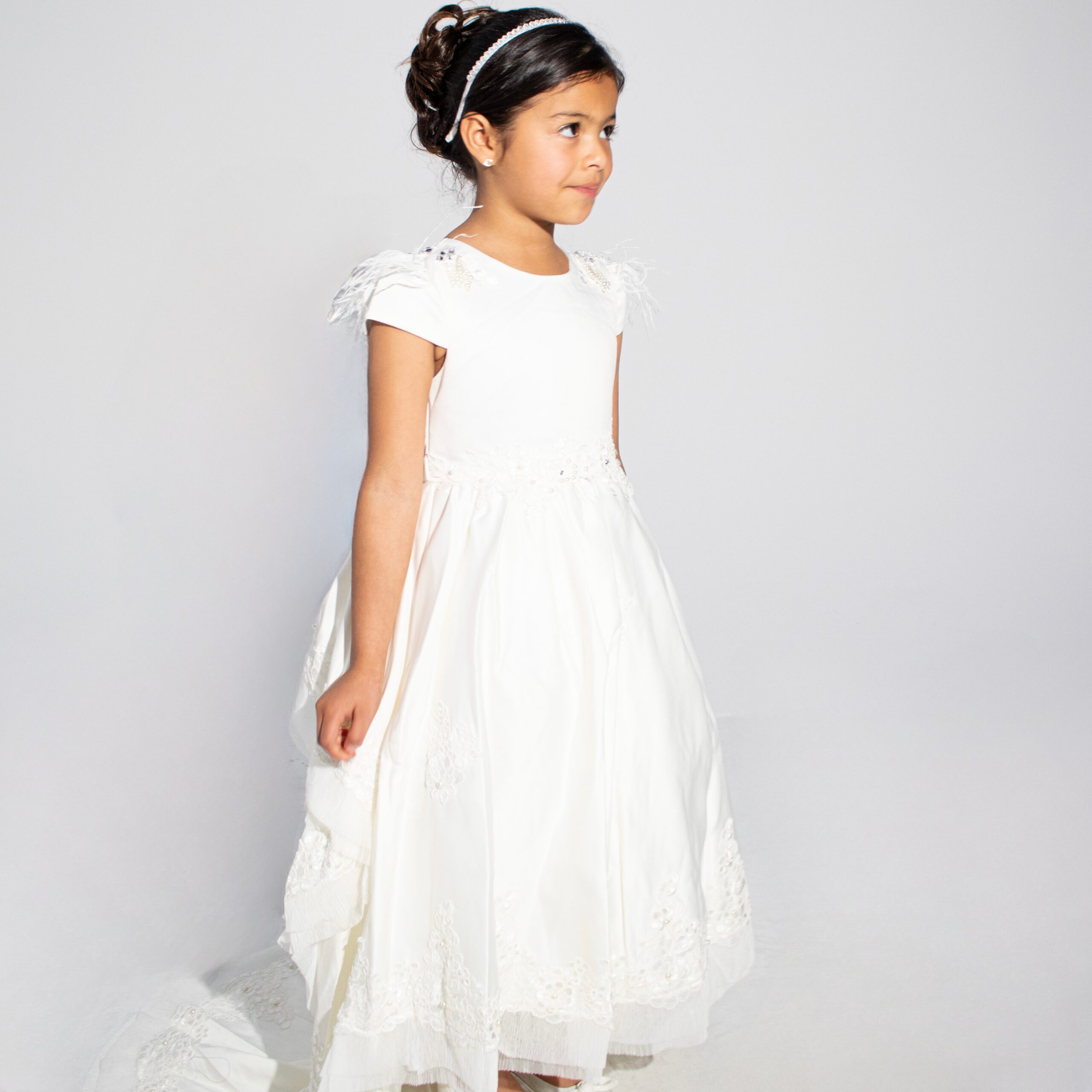 White Long Dress with Embellishments