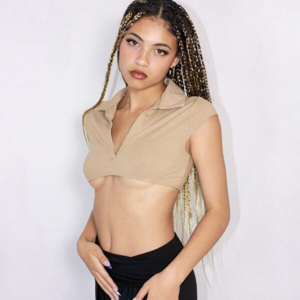Tan Collared Top