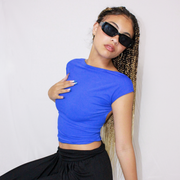 Blue Backless Top